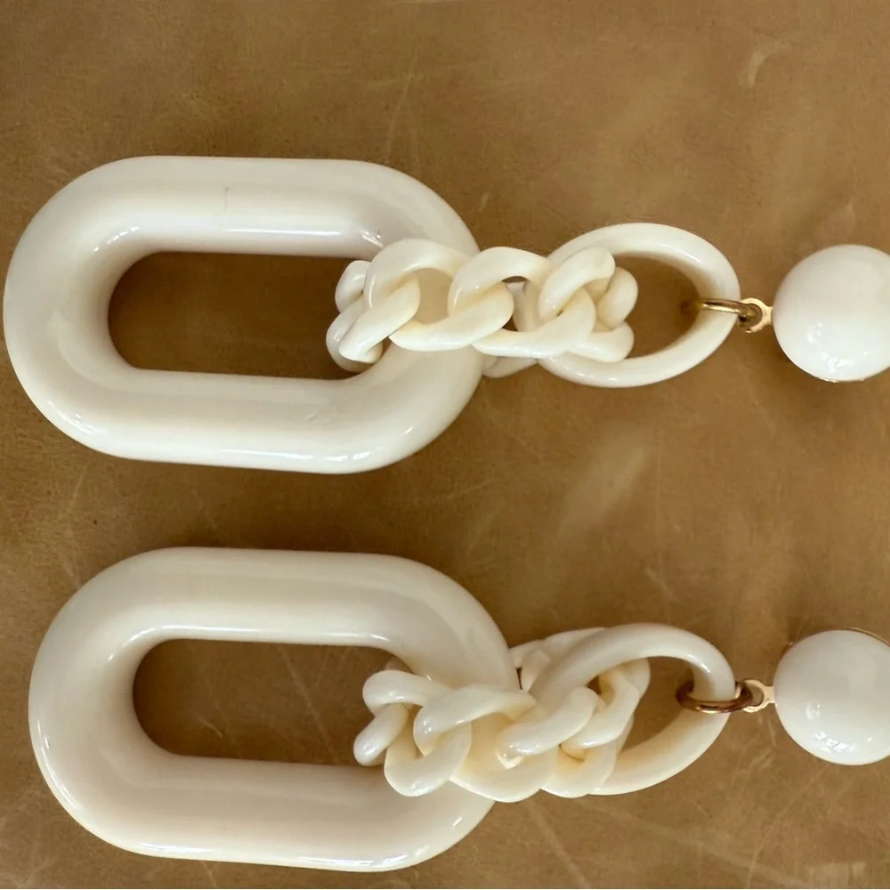 Anthropologie Statement Cream Colored Earrings EUC